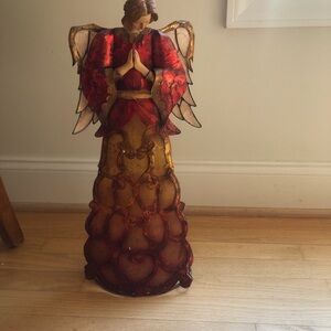 Vintage Angel Metal Christmas Angel with Candle HolderDecor